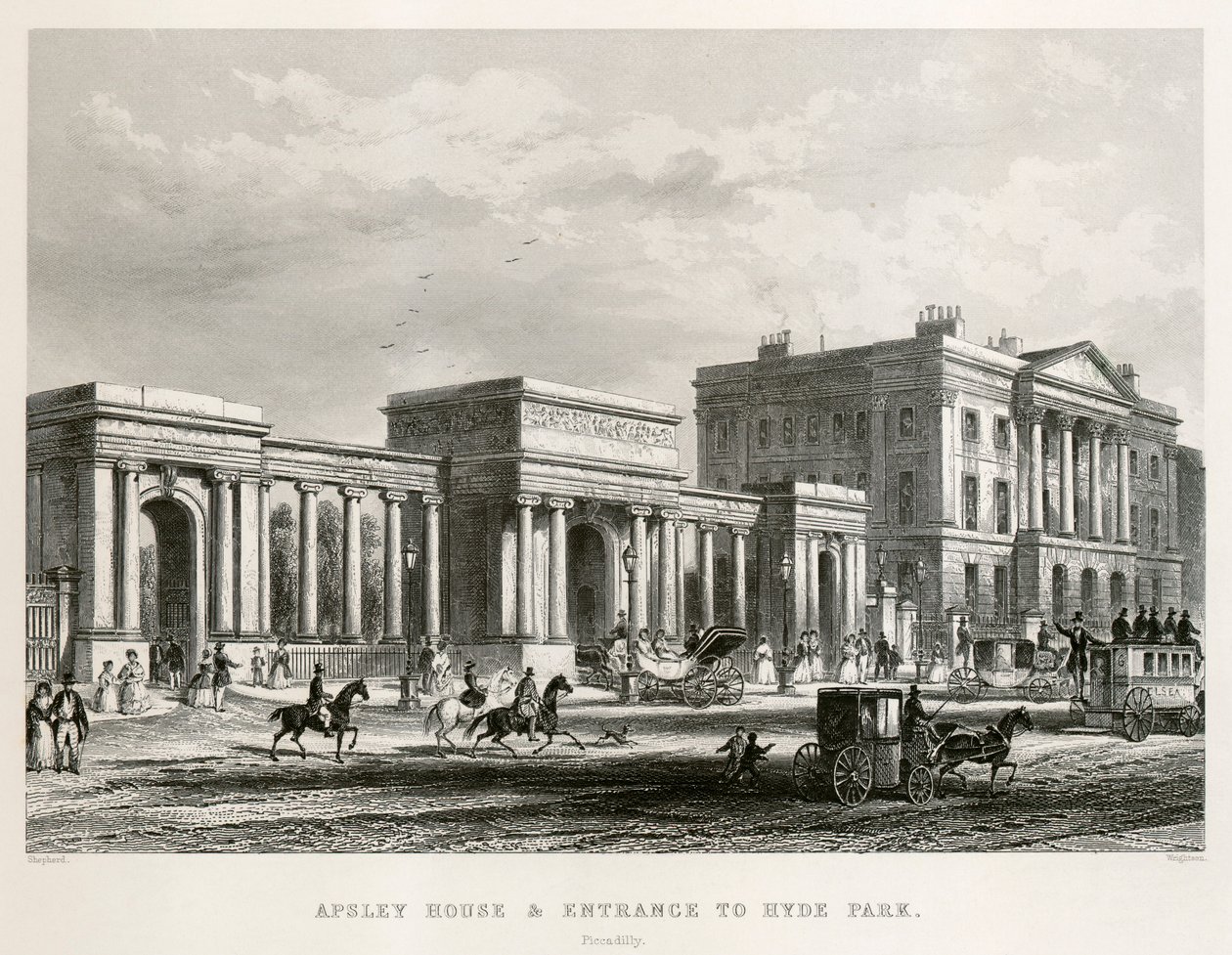 Apsley House, Hyde Park Corner, Londres, 1850 - Thomas Hosmer Shepherd