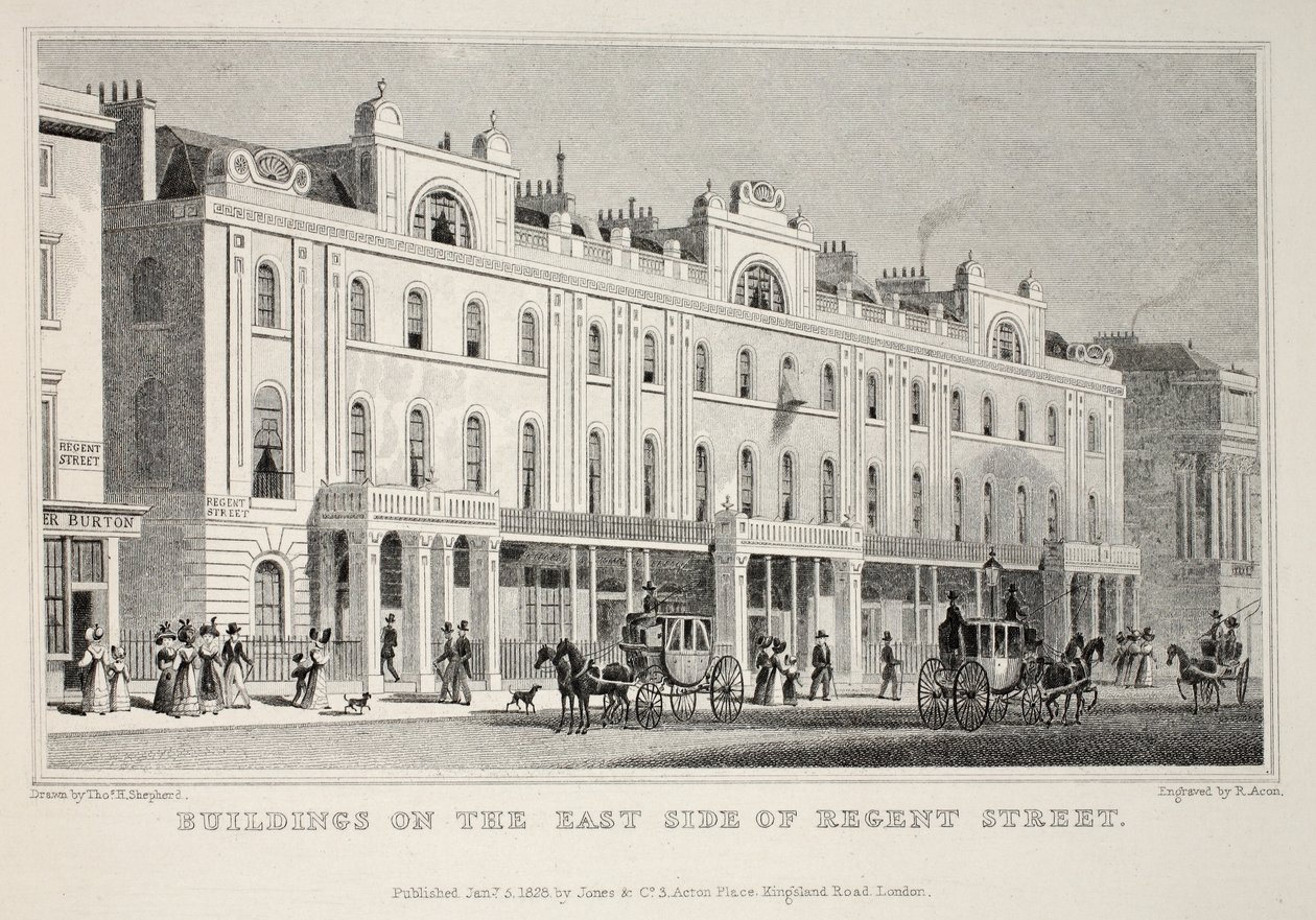 Bâtiments du côté est de Regent Street, de 