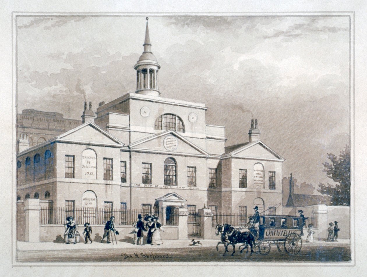 Hôpital de maternité de Londres, City Road, Finsbury, Londres, vers 1827 - Thomas Hosmer Shepherd