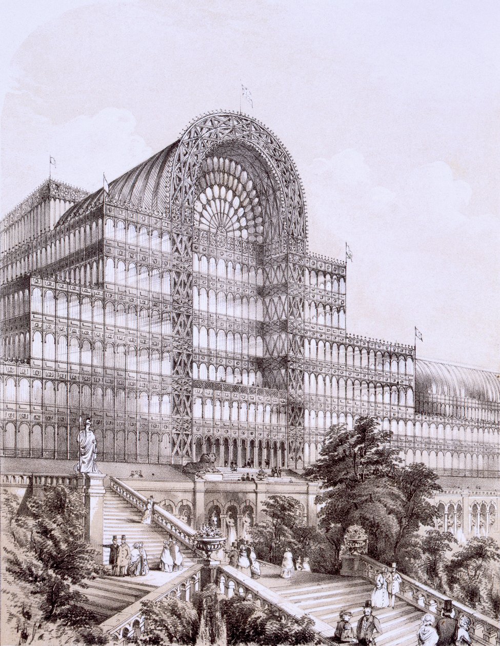 Palais de Cristal à Sydenham, devant le Grand Transept, vers 1851-55 - Thomas Hosmer Shepherd