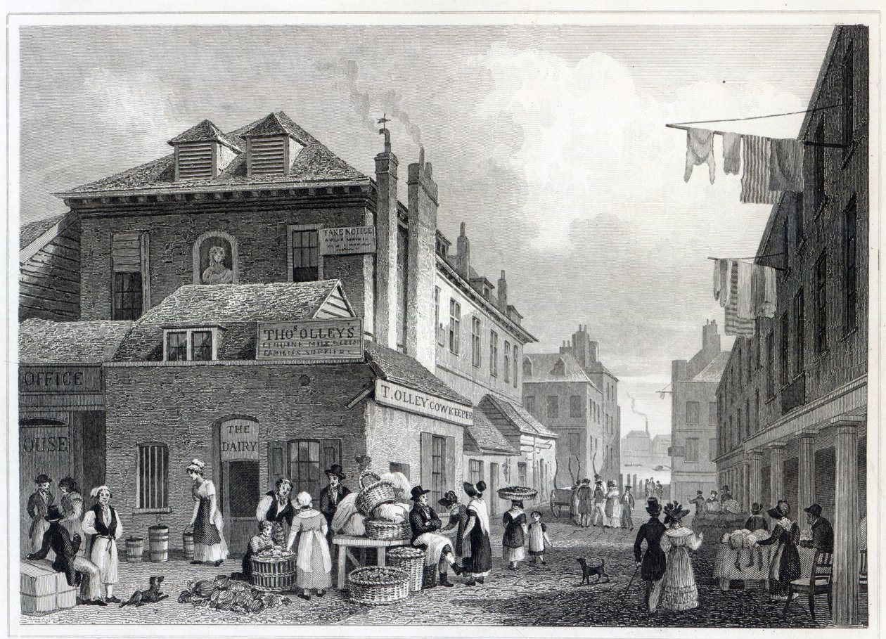 Marché de Hungerford, Strand, gravé par Thomas Barber, 1830 - Thomas Hosmer Shepherd