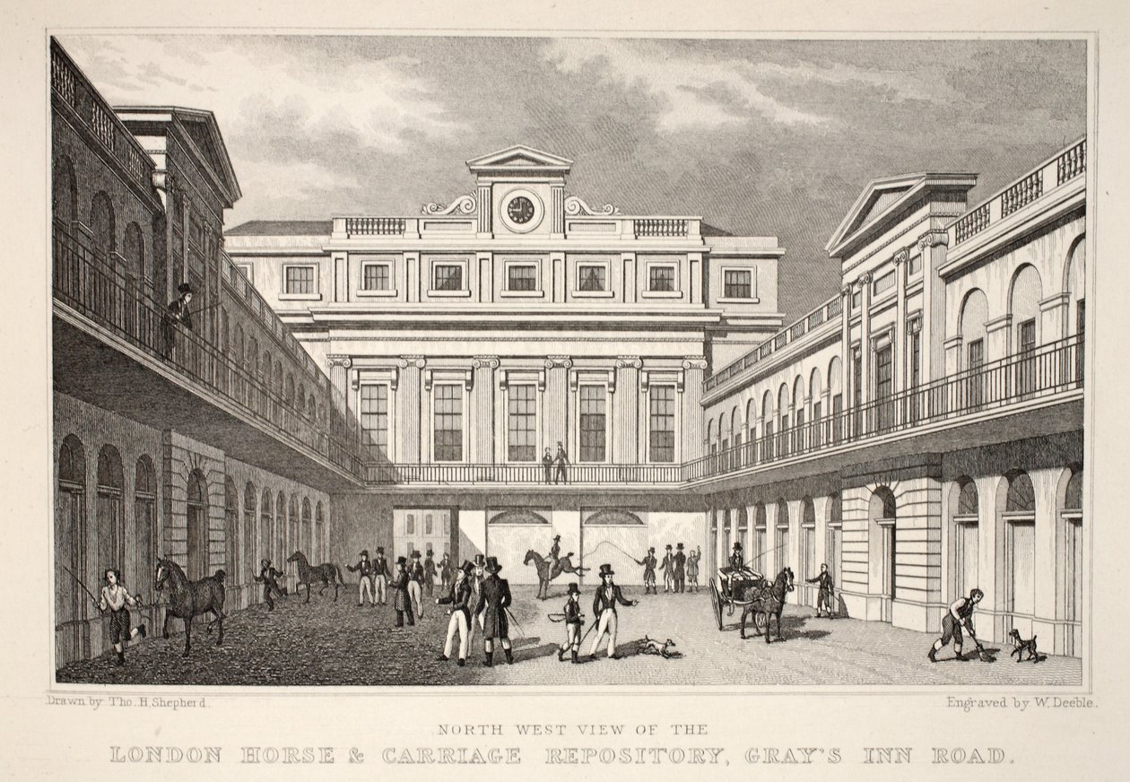 Vue N.O. du dépôt de chevaux et de voitures de Londres, Gray