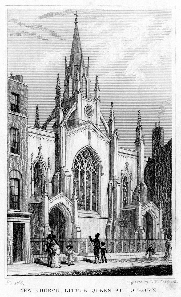 Nouvelle église, Little Queen Street, Holborn, Londres, XIXe siècle - Thomas Hosmer Shepherd