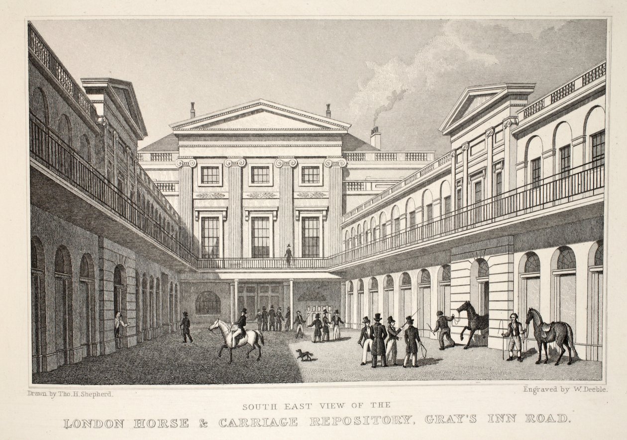 Vue SE du dépôt de chevaux et de voitures de Londres, Gray