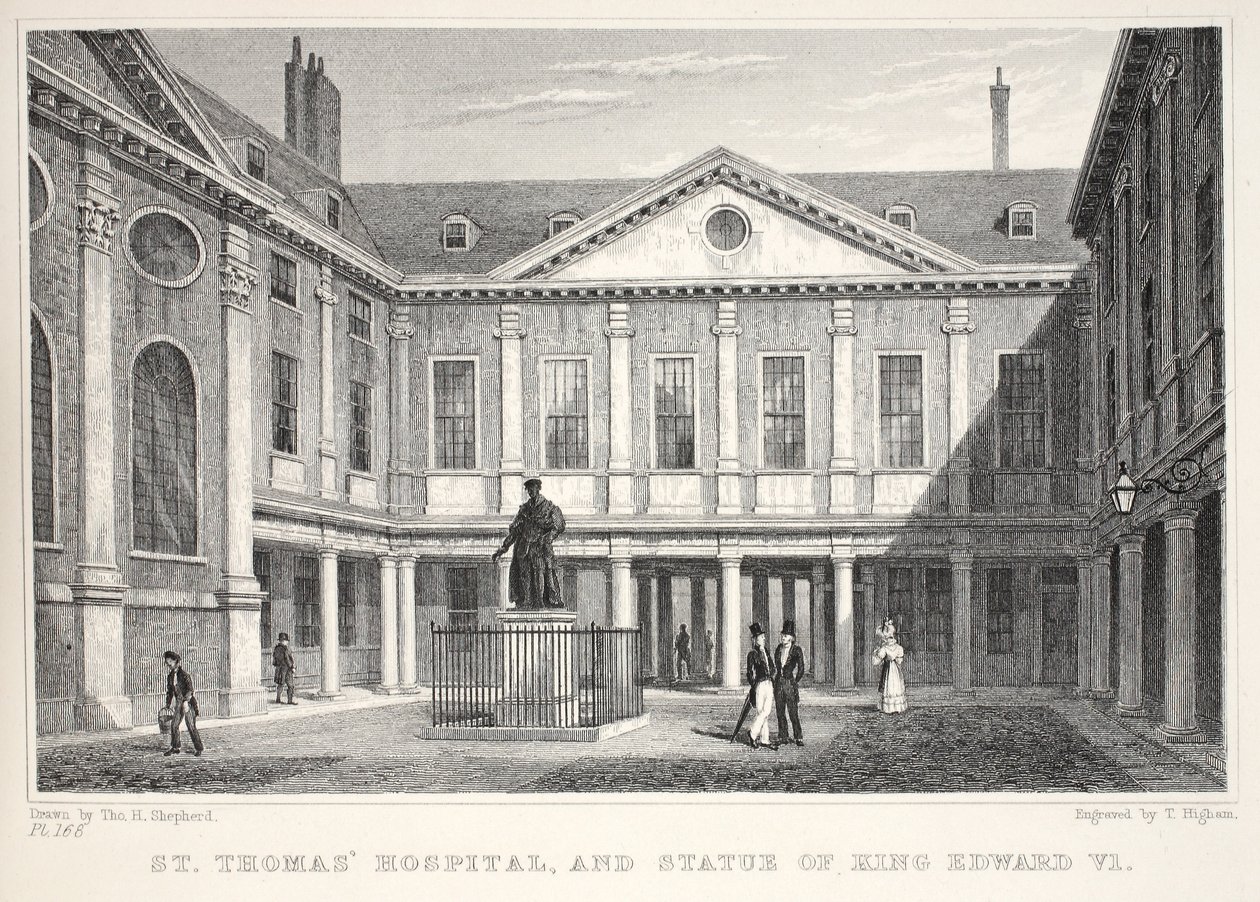 Hôpital Saint-Thomas et statue du roi Édouard VI, de 