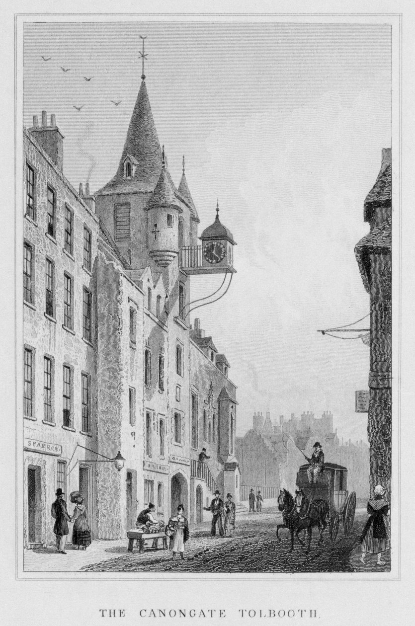 Le Canongate Tolbooth, Édimbourg, gravé par Thomas Barber, 1829 - Thomas Hosmer Shepherd