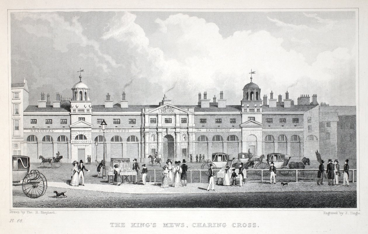 Les Écuries Royales, Charing Cross, de Londres et ses Environs au XIXe siècle publié par Jones und Co., 1827-1829 - Thomas Hosmer Shepherd