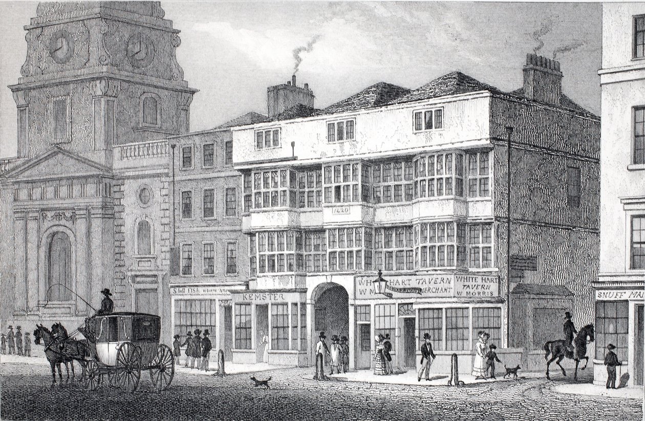 La vieille taverne White Hart, Bishopsgate Street, de 
