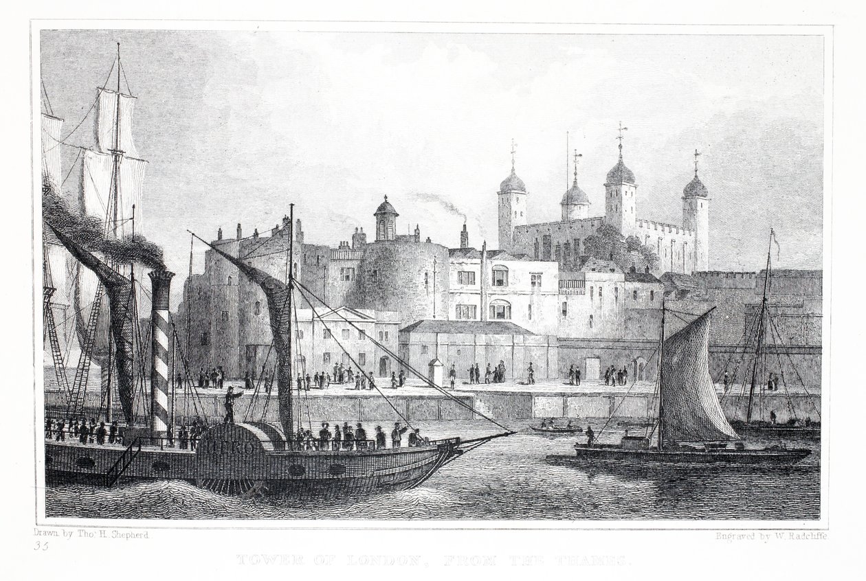 La Tour de Londres, depuis la Tamise, de 