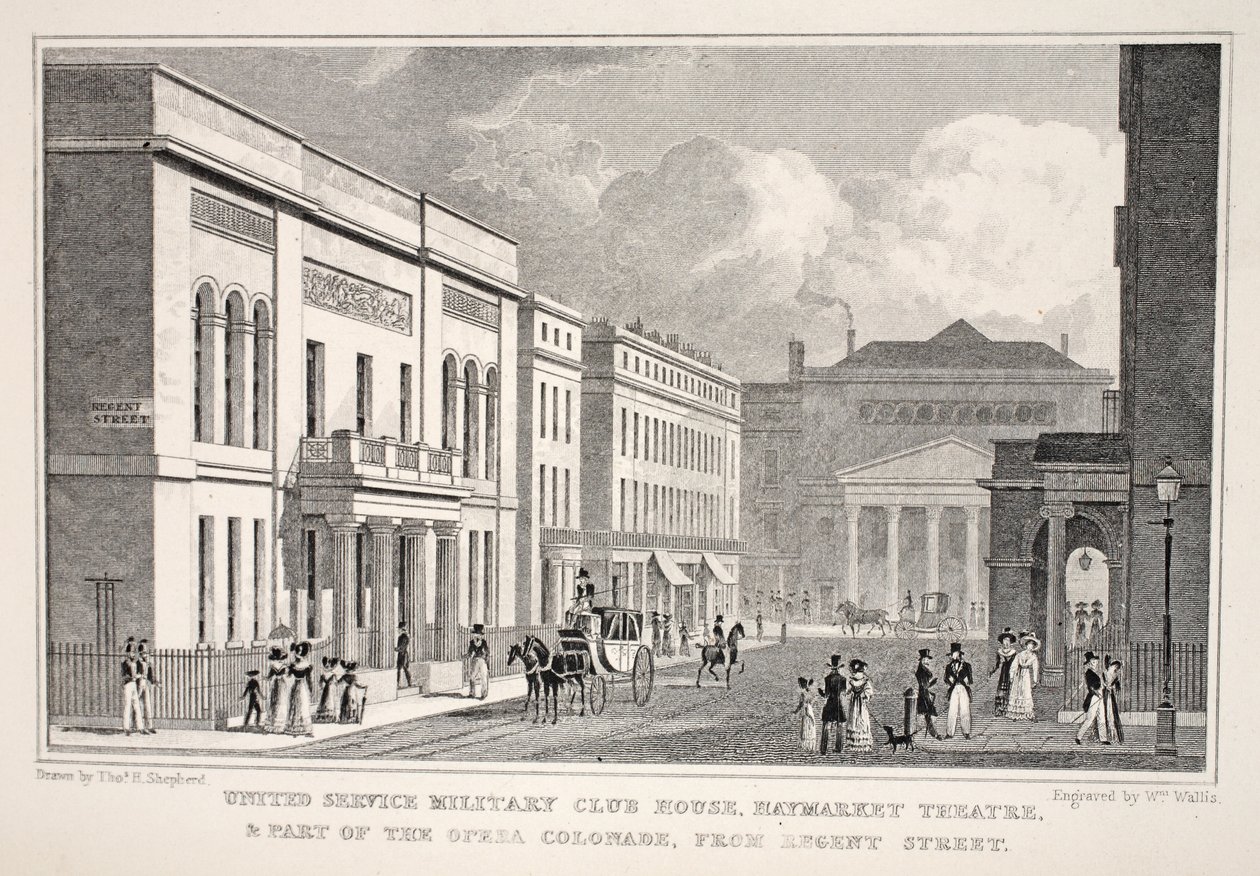 Club militaire United Service, Théâtre Haymarket et partie de la Colonnade de l
