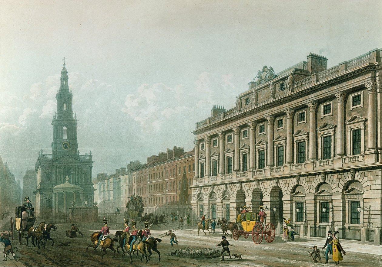Vue de Somerset House, depuis le Strand, gravée par J. Bluck, publiée en 1819 par Ackermann