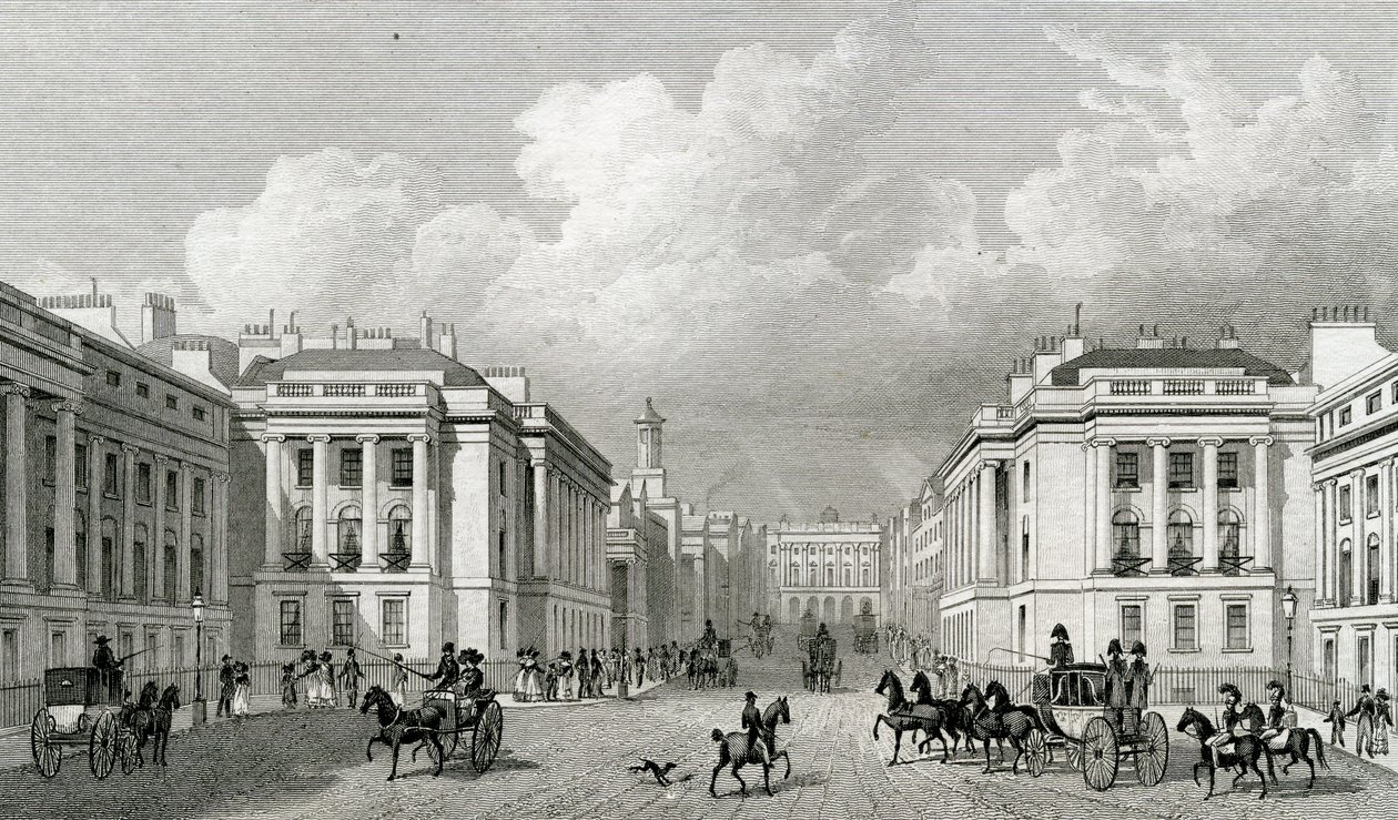 Waterloo Place et une partie de Regent Street, pub.1828 - Thomas Hosmer Shepherd