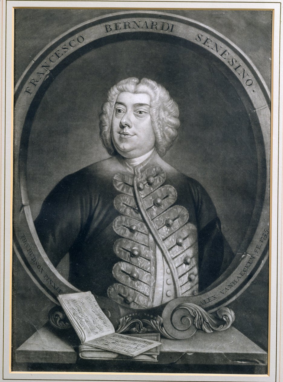 Portrait de Francesco Bernardi Senesino, un castrat siennois, gravé par Alexander van Haecken, 1735 - Thomas Hudson