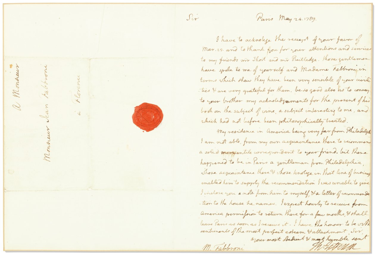 Lettre autographe signée en tant qu