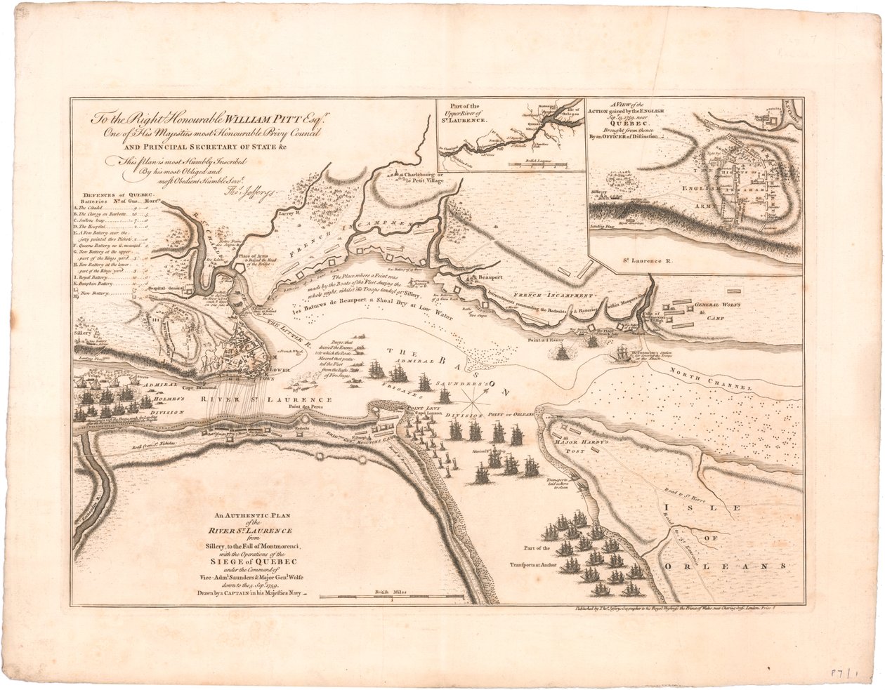 Plan de la rivière Saint-Laurent par Jeffreys - Thomas Jefferys