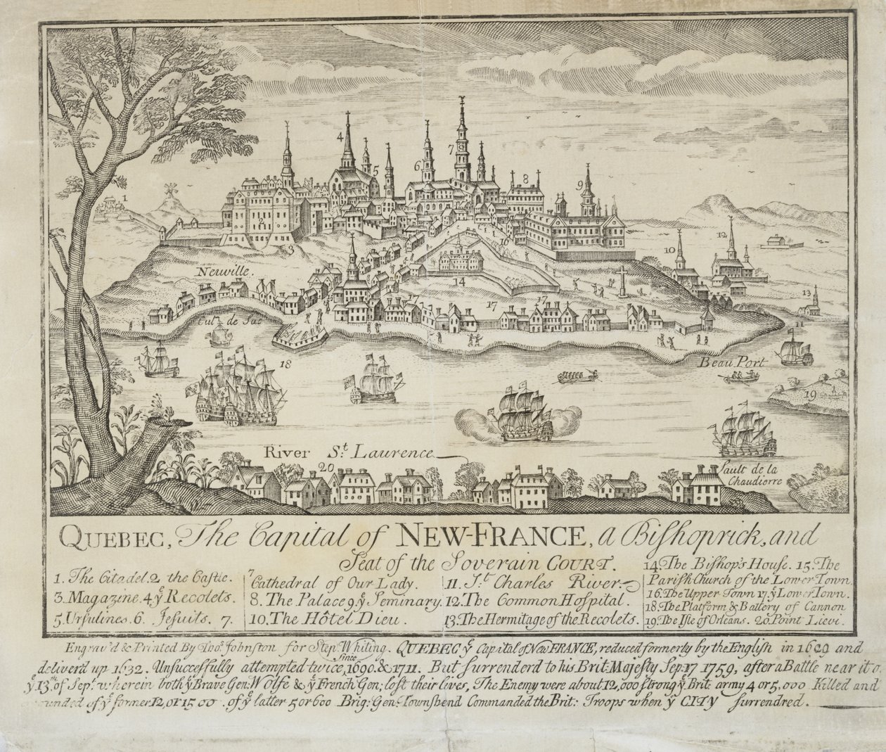 QUÉBEC, la capitale de la NOUVELLE-FRANCE, un évêché et siège de la cour souveraine - Thomas Johnston