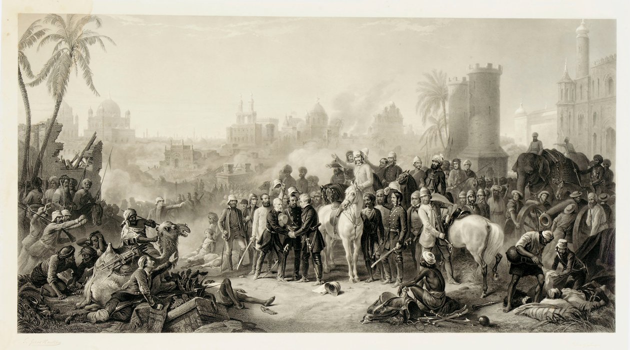 Le soulagement de Lucknow, et la rencontre triomphante de Havelock, Outram et Sir Colin Campbell, 1862 - Thomas Jones Barker