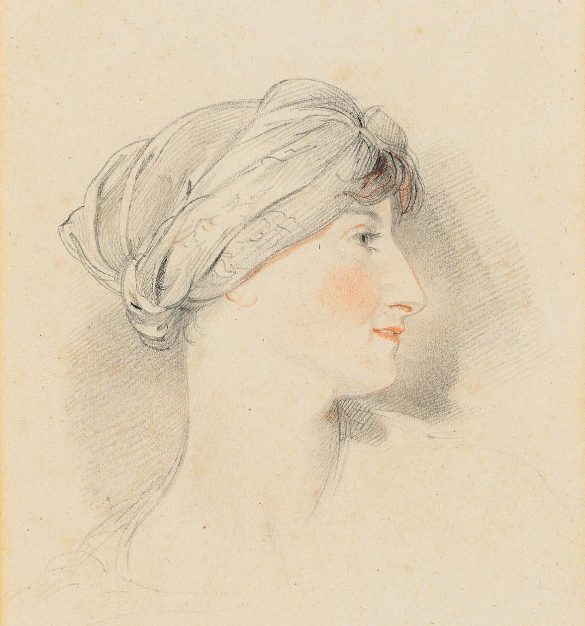 Portrait de Mme Jens Wolff, de profil à droite, portant un turban - Thomas Lawrence
