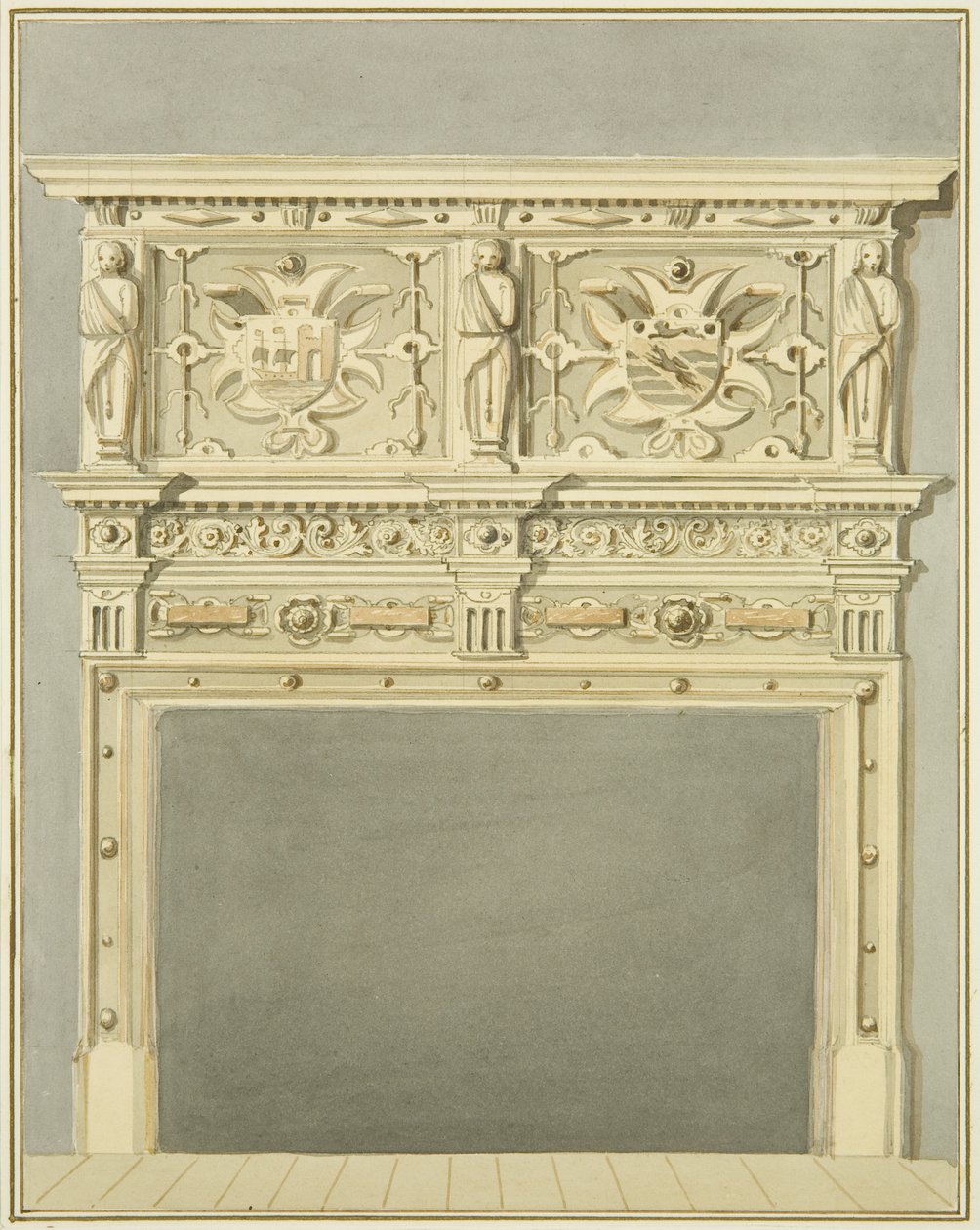 Cheminée chez M. Charles Thomas - Thomas Leeson the Elder Rowbotham