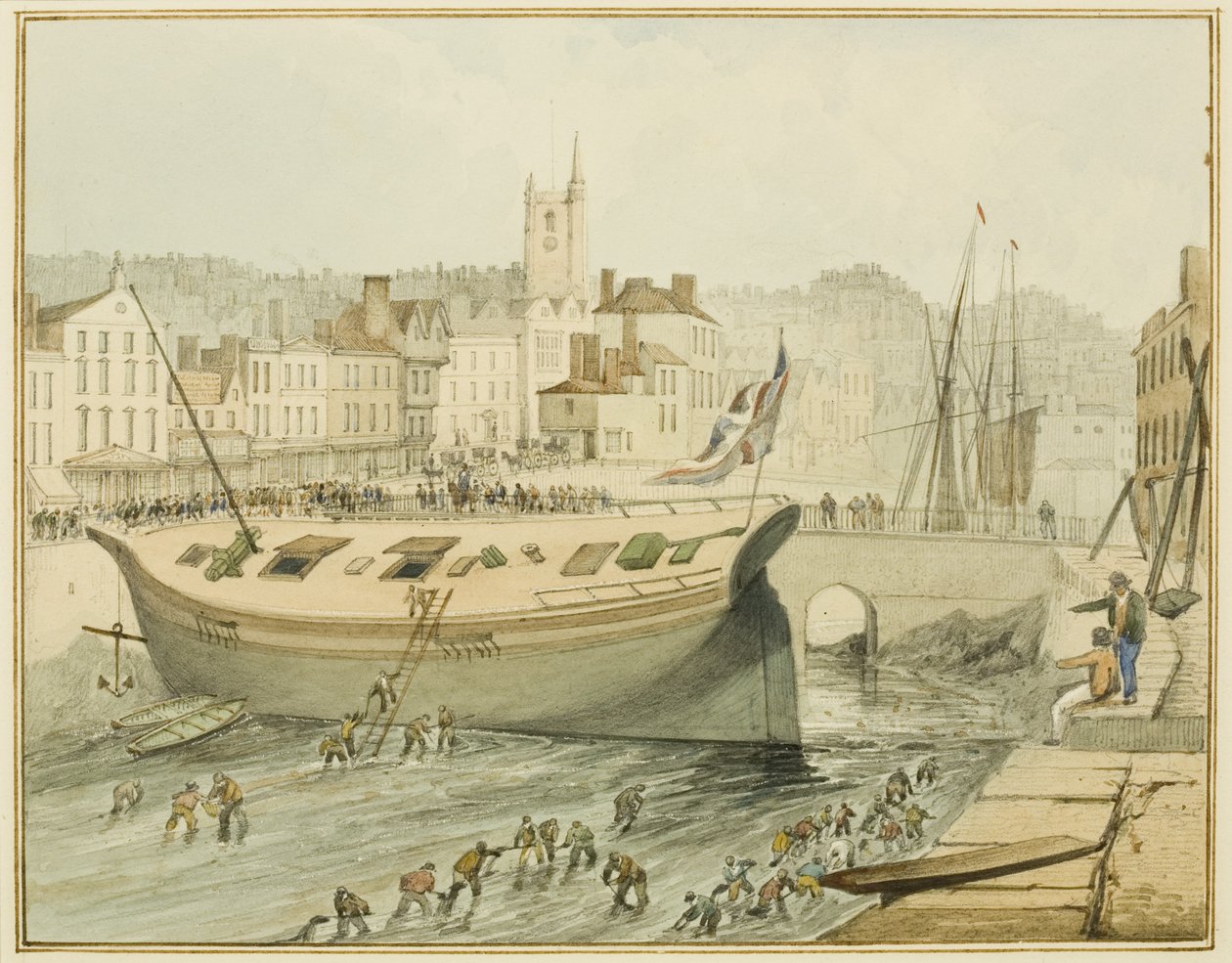 Nettoyage du port flottant, 1828 - Thomas Leeson the Elder Rowbotham