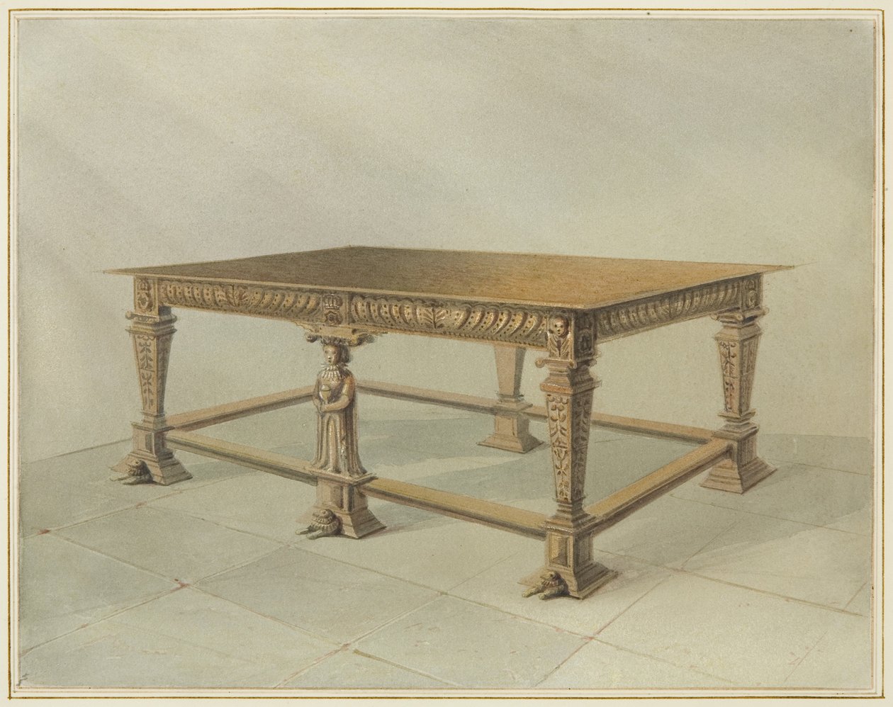 Table de communion en vieux chêne, église St John