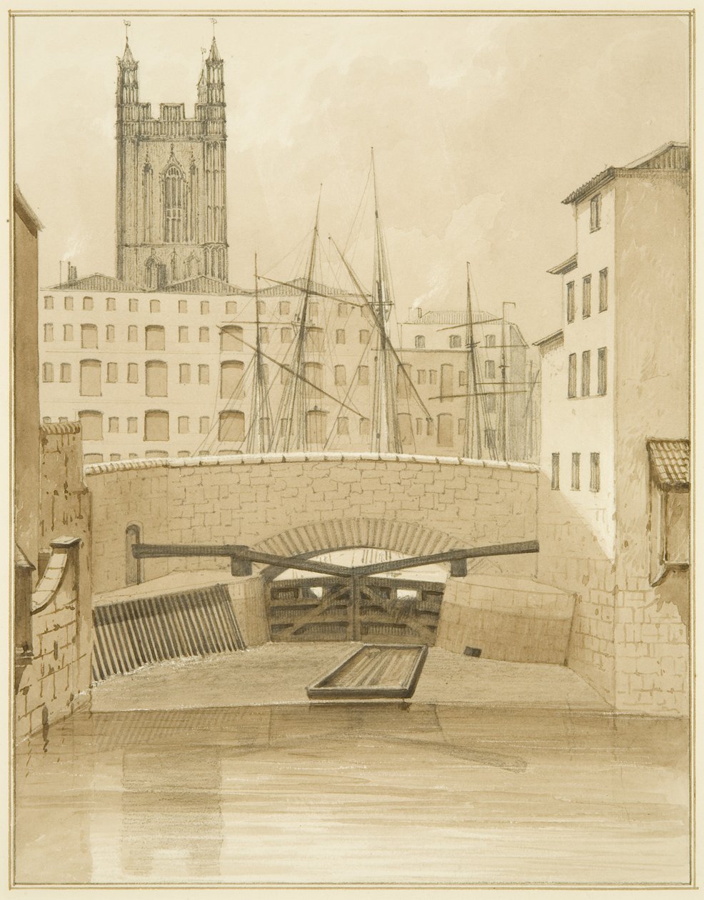 Pont de pierre montrant les vannes - Thomas Leeson the Elder Rowbotham