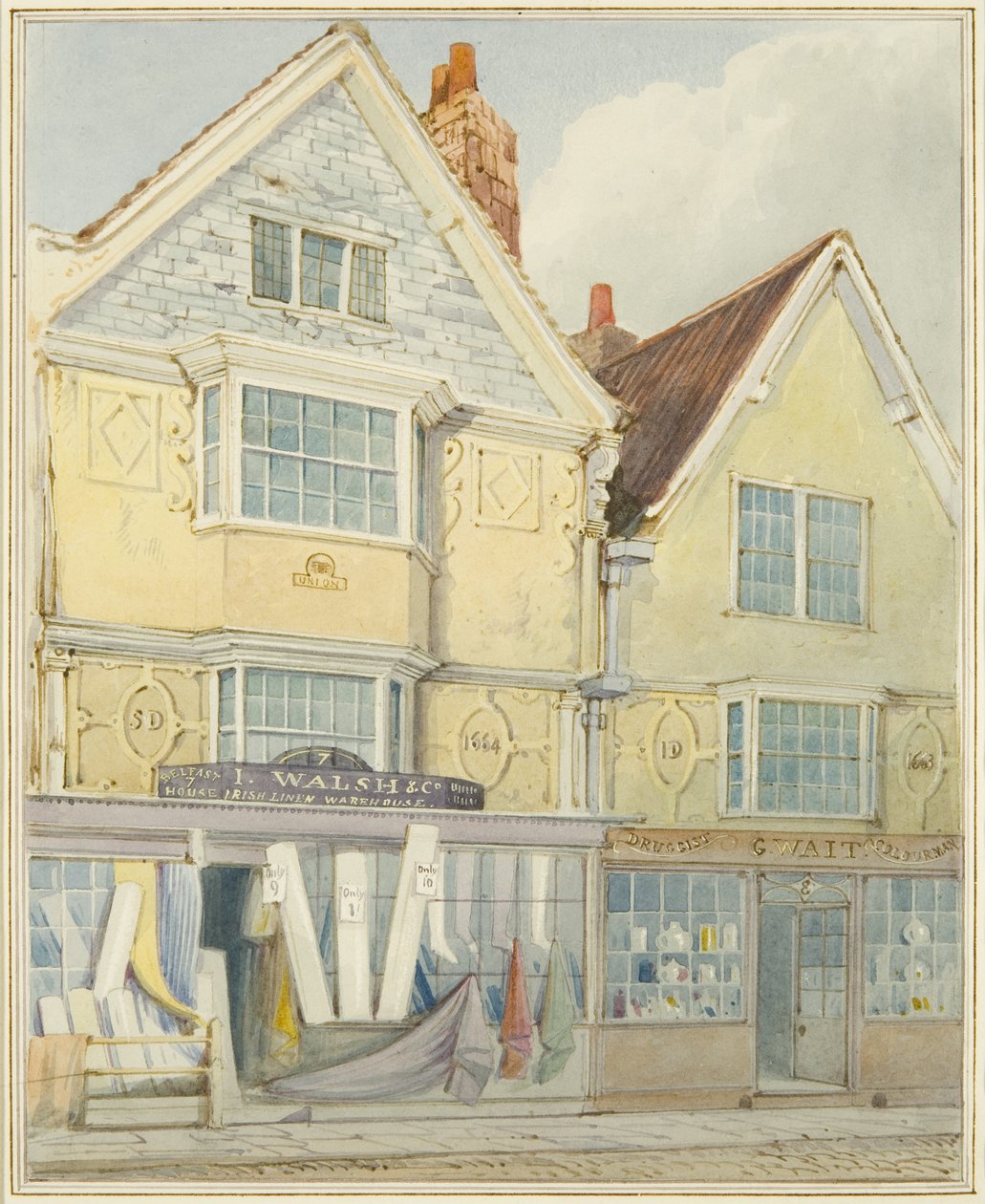 Deux vieilles maisons du côté nord de Castle Street - Thomas Leeson the Elder Rowbotham