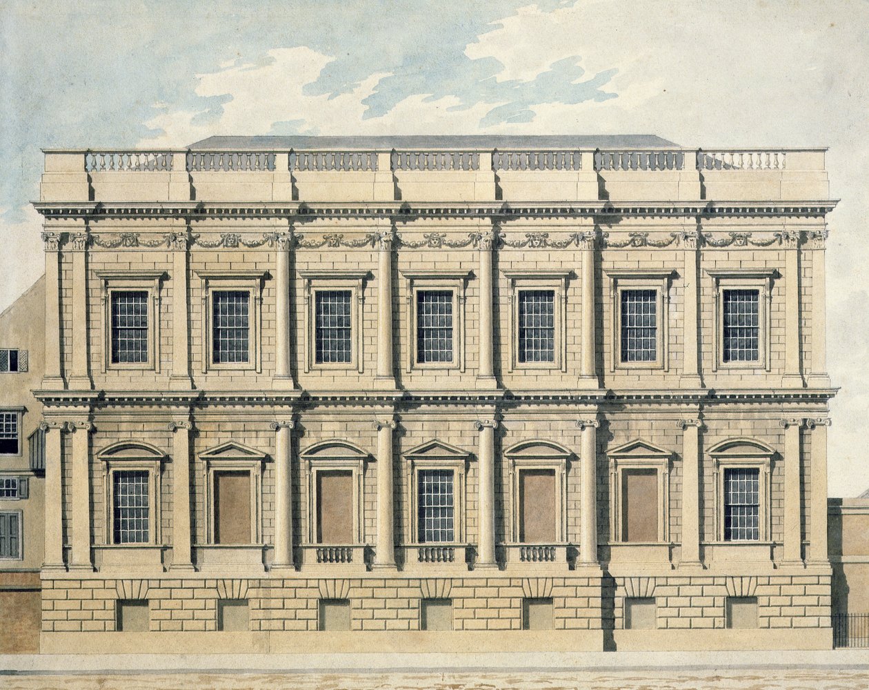 Vue de la salle de banquet à Whitehall, Westminster, vers 1790 - Thomas Malton Jnr.