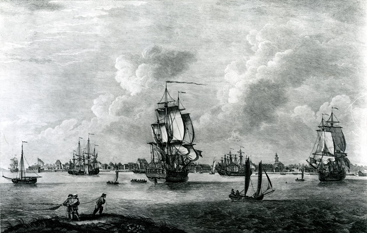Vue de Charles Town, capitale de la Caroline du Sud en Amérique du Nord, gravée par Pierre Charles Canot - Thomas Mellish