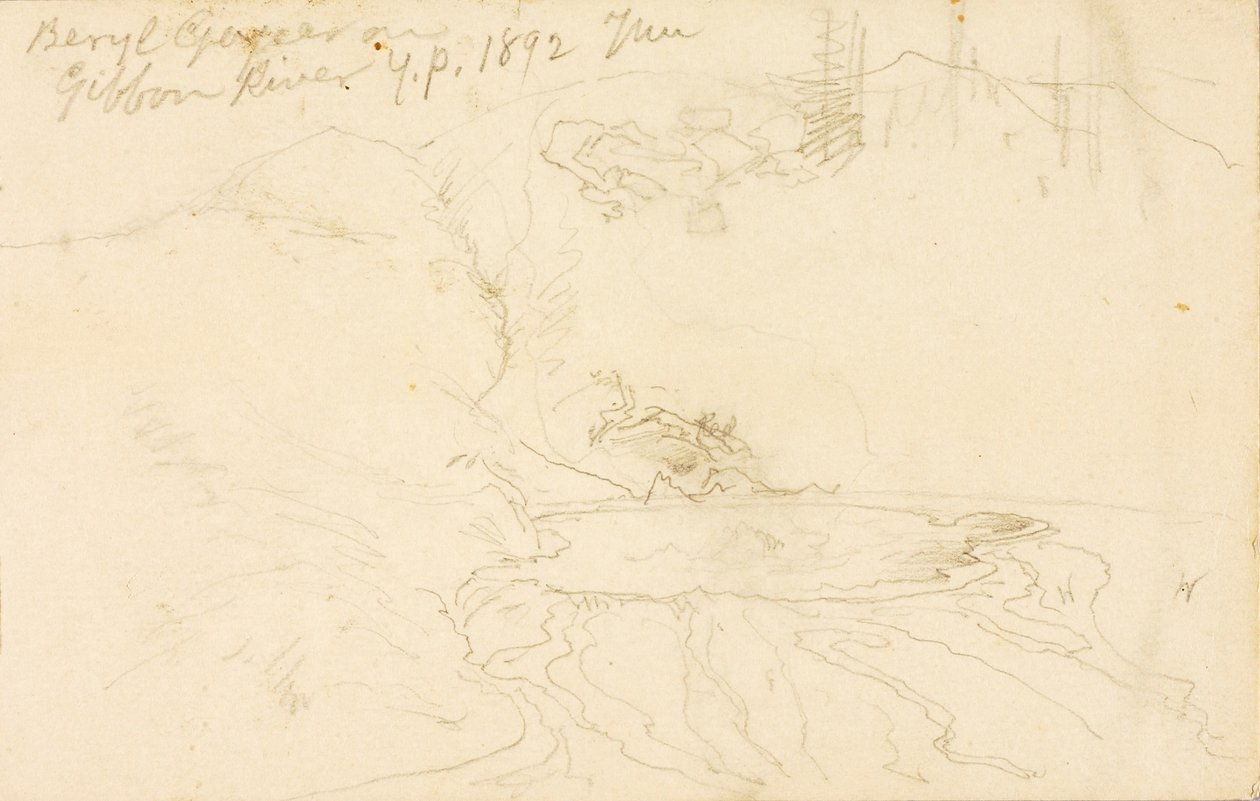 Geyser Beryl sur la rivière Gibbon, parc de Yellowstone - Thomas Moran