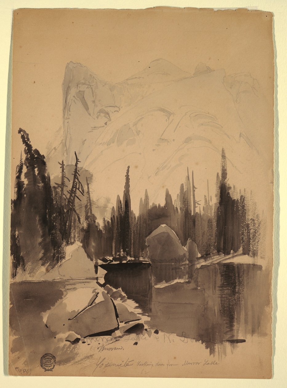 Dessin, lac Mirror, Yosemite, 1872 - Thomas Moran