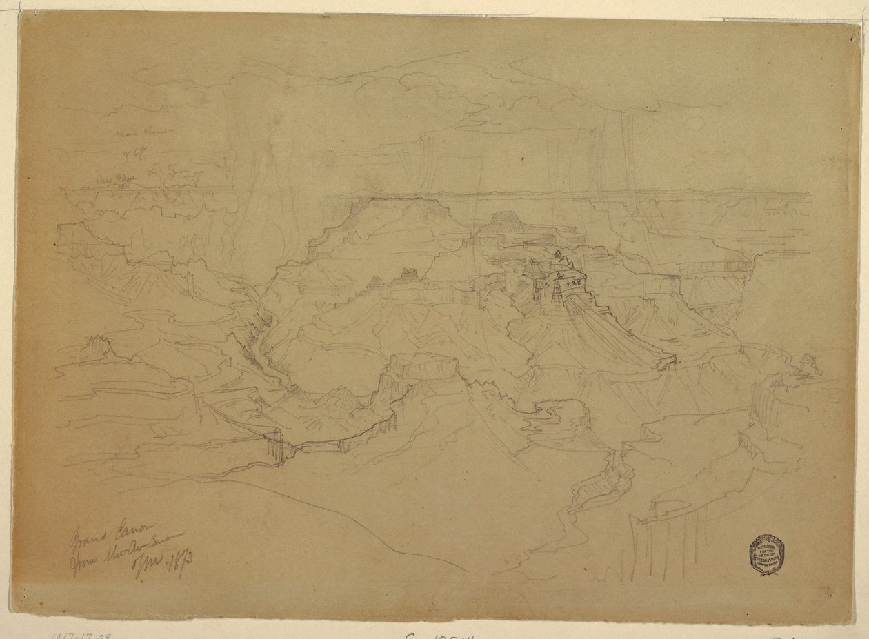 Dessin, Le Grand Canyon sous la pluie, 1873 - Thomas Moran