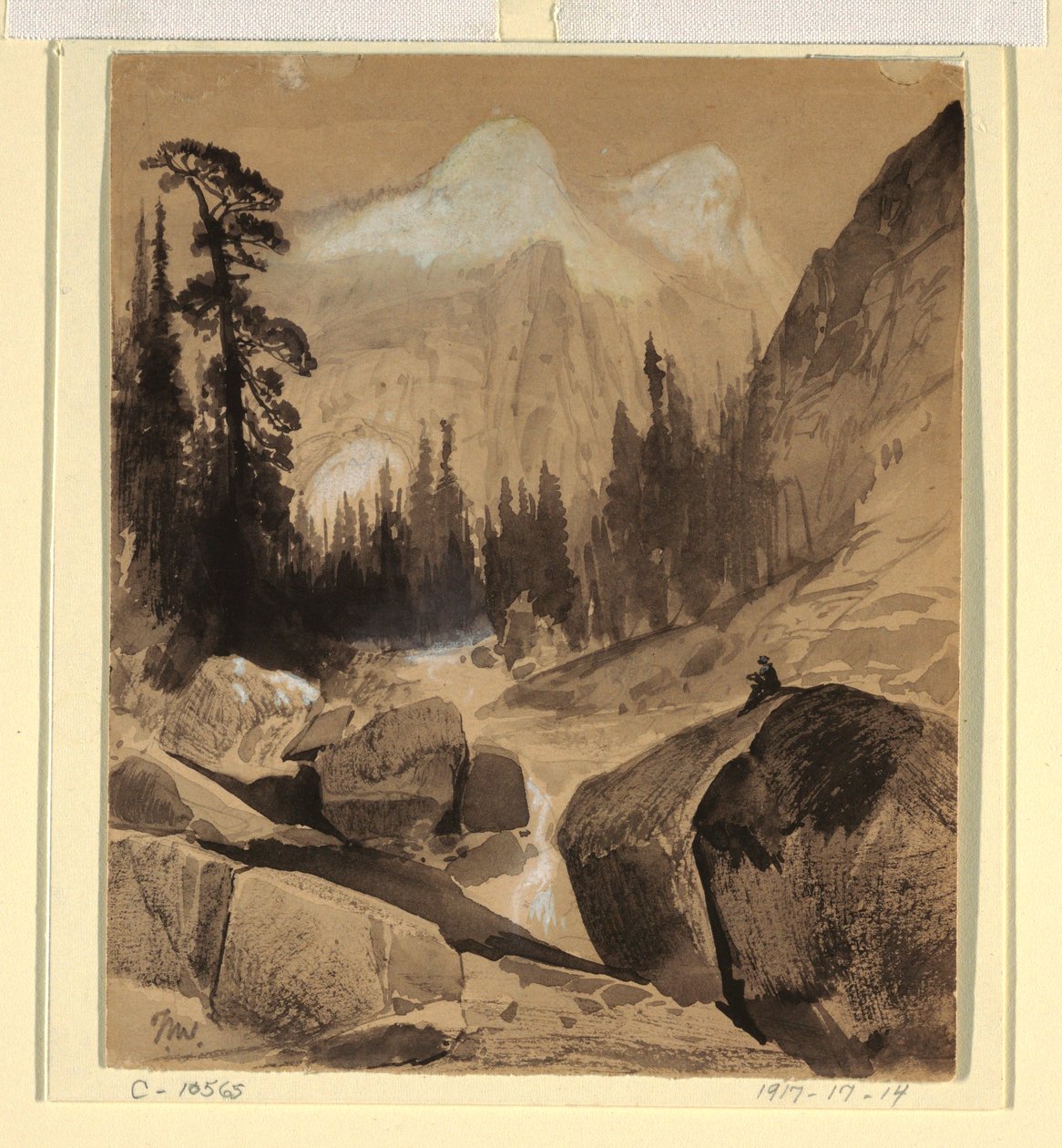 Dessin, le dôme nord, Yosemite, Californie, 1872 - Thomas Moran