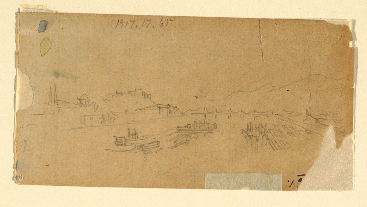 Dessin, Les Tetons, vus de la plaine, 28 août 1879 - Thomas Moran