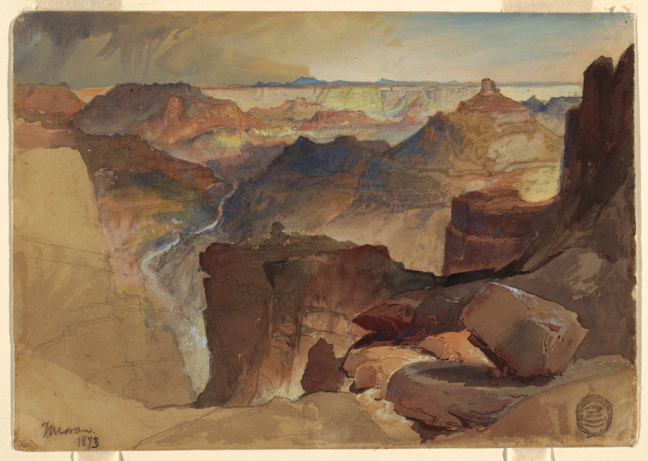 Dessin, Vue du plateau de Powell, Grand Canyon, Colorado, 1873 - Thomas Moran