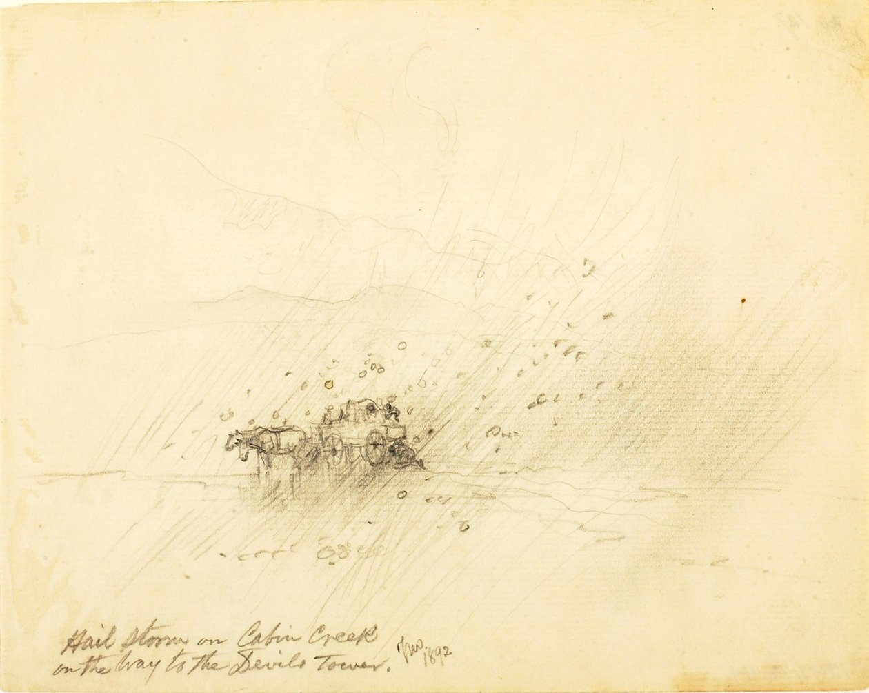 Tempête de grêle sur le ruisseau Cabin sur le chemin de la Tour du Diable - Thomas Moran