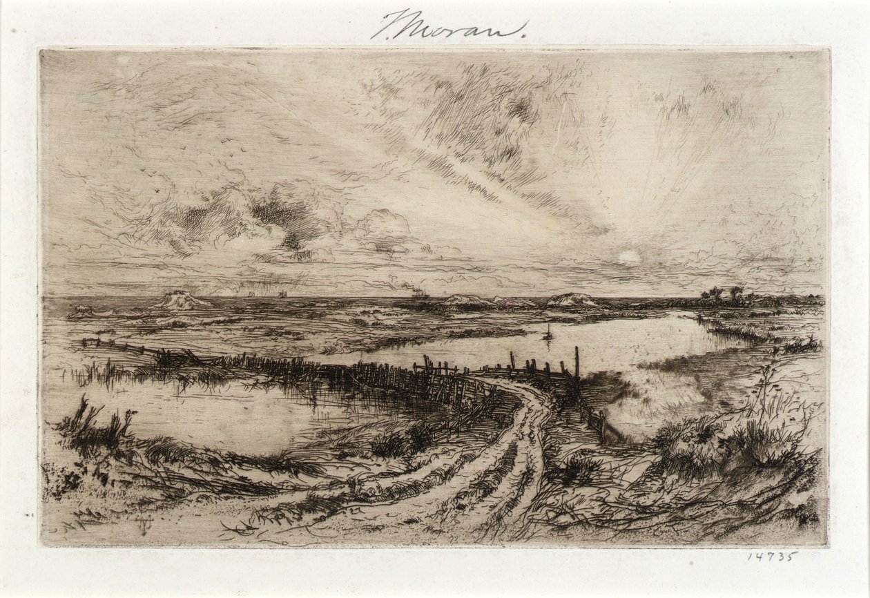 Hook Pond et le vieux pont - Thomas Moran