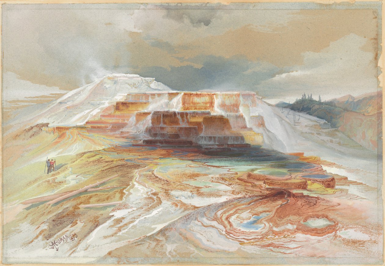 Sources chaudes de la rivière Gardiner, Yellowstone - Thomas Moran