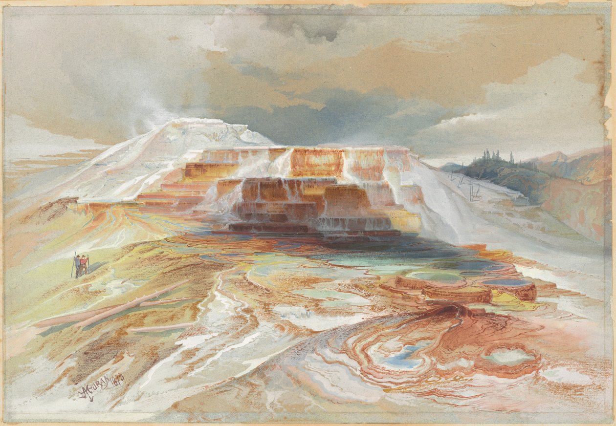 Sources chaudes de la rivière Gardiner, Yellowstone - Thomas Moran