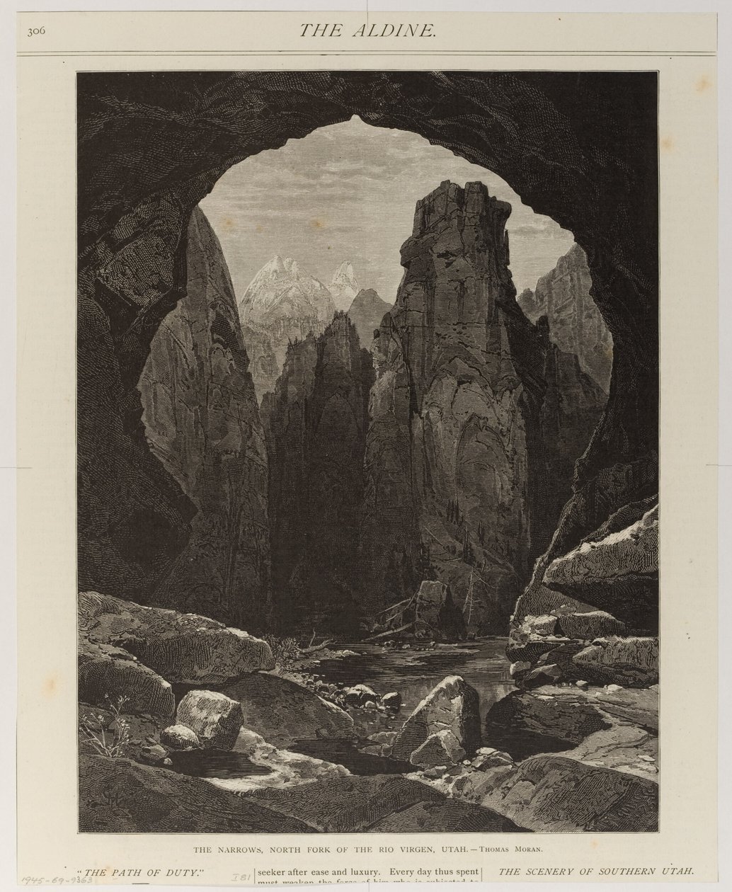 Le défilé, bras nord du Rio Virgen, Utah - Thomas Moran