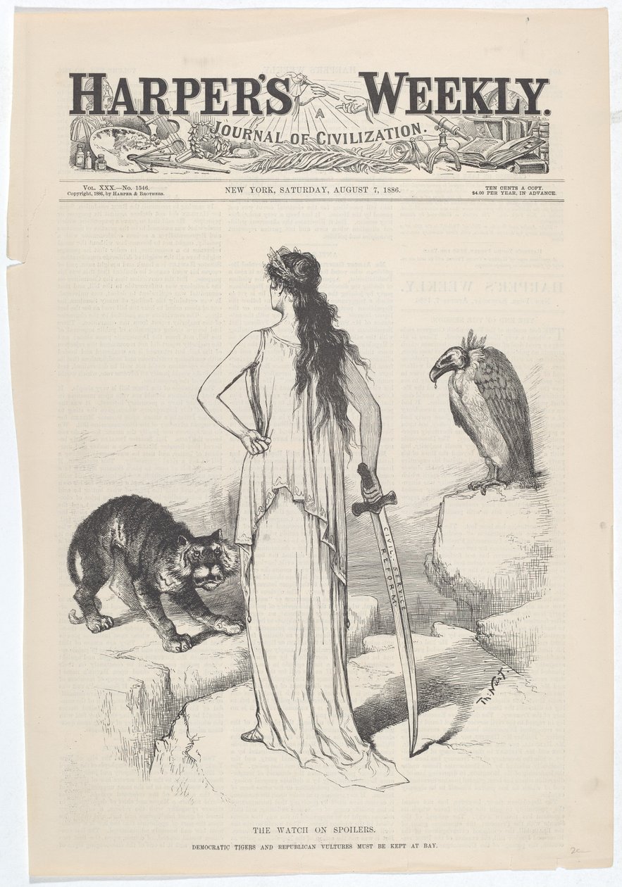 La surveillance des spoilers. Les tigres démocratiques et les vautours républicains doivent être tenus à distance. - Thomas Nast