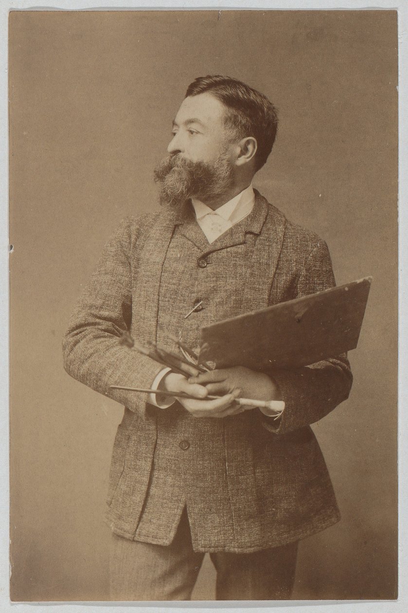 Portrait en trois quarts de Thomas Nast tenant une palette et un pinceau - Thomas Nast