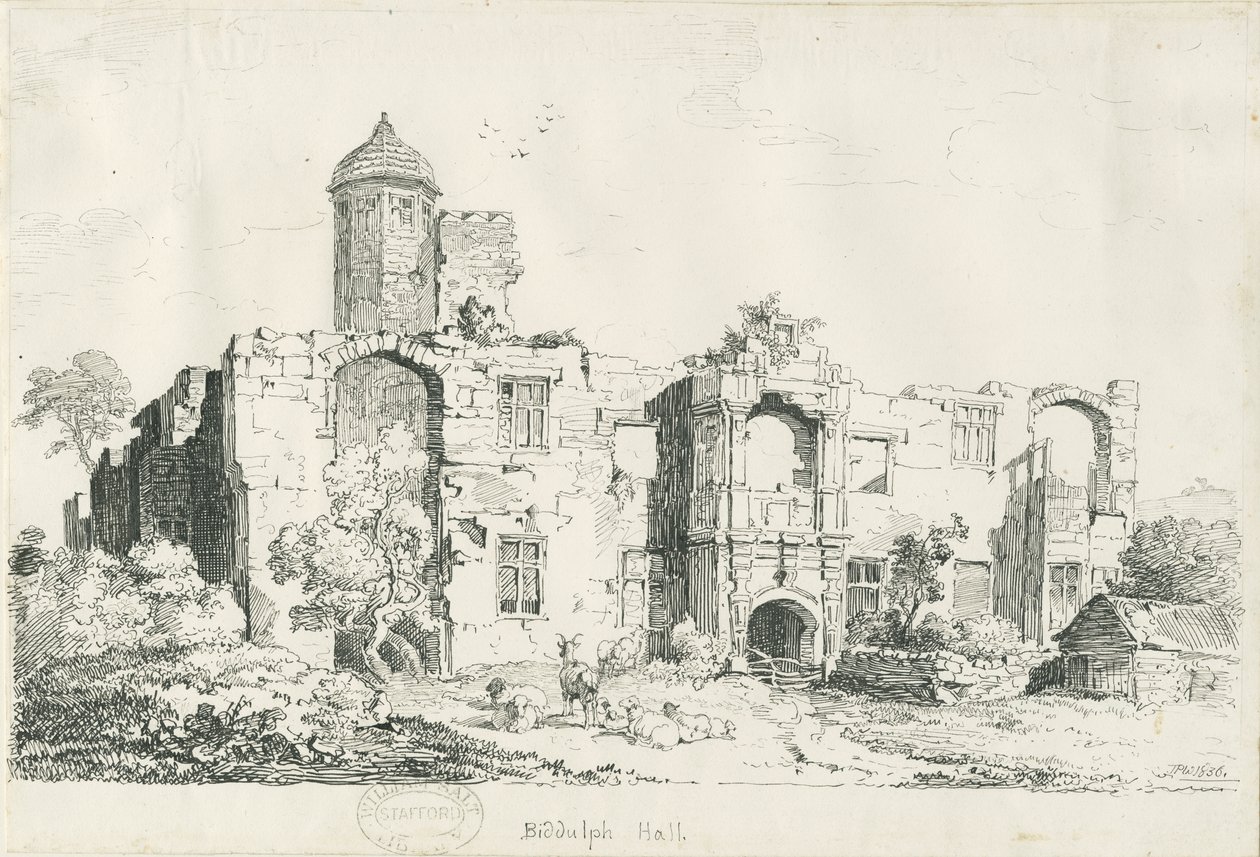 Biddulph Hall (ancien) : dessin à la plume et à l