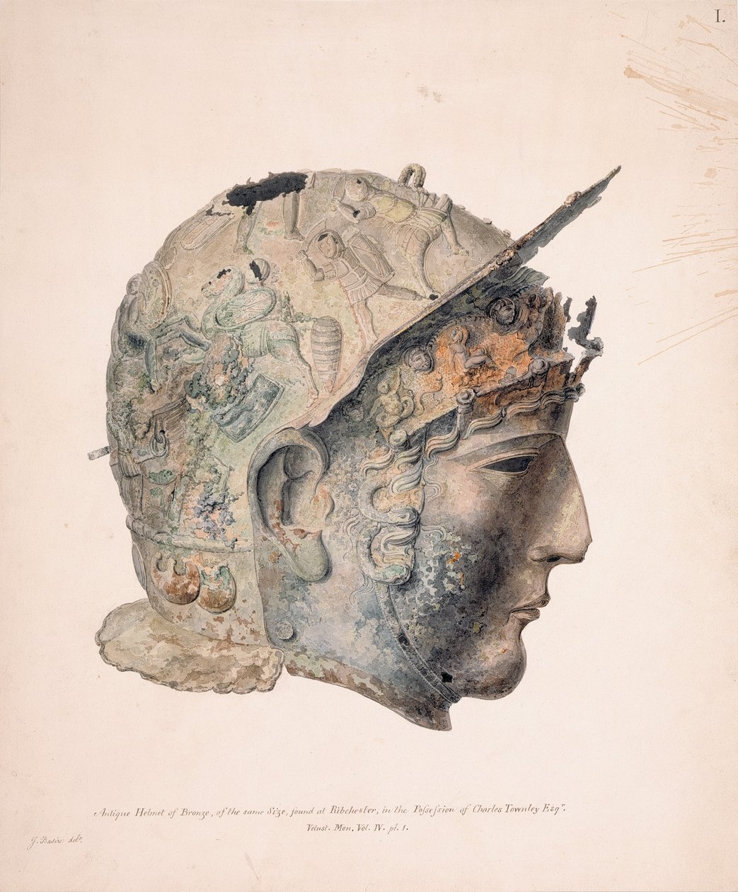 Dessin du casque de Ribchester - Thomas Richard (attr. to) Underwood