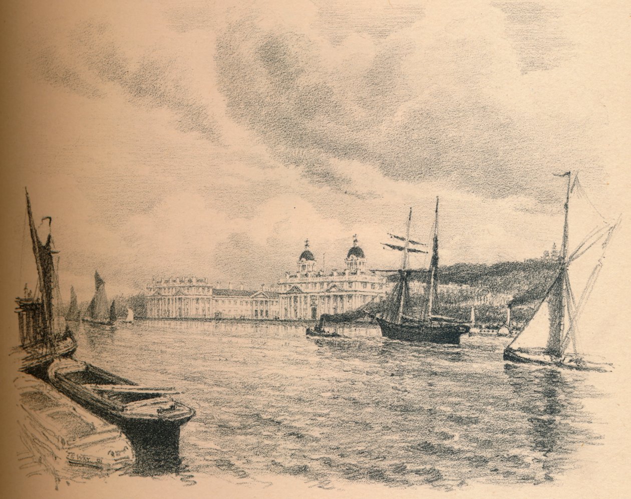 Palais de Greenwich depuis la rivière, 1902 - Thomas Robert Way