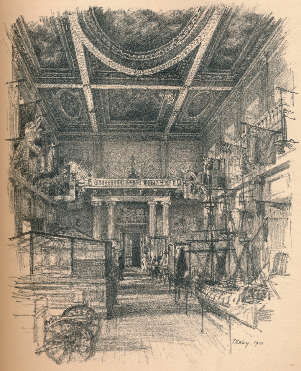 Intérieur de la salle de banquet, Palais de Whitehall, 1902 - Thomas Robert Way