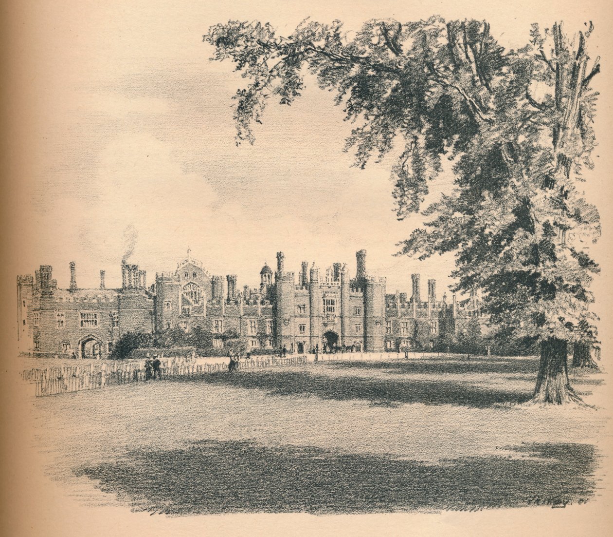 La façade ouest du palais de Hampton Court, 1902 - Thomas Robert Way