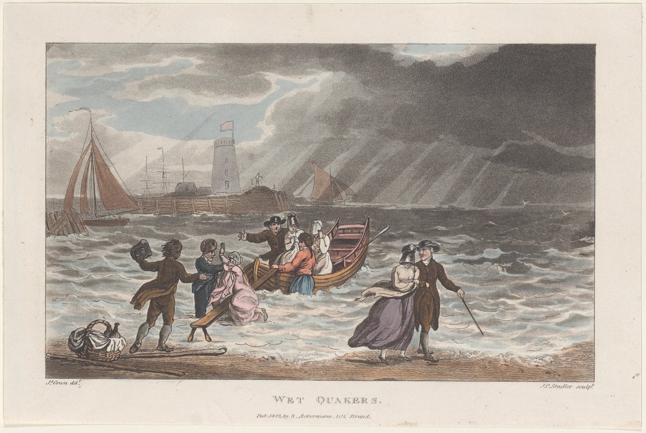 Quakers mouillés, de Sketches poétiques de Scarborough - Thomas Rowlandson, Joseph Constantine Stadler, J. Bluck