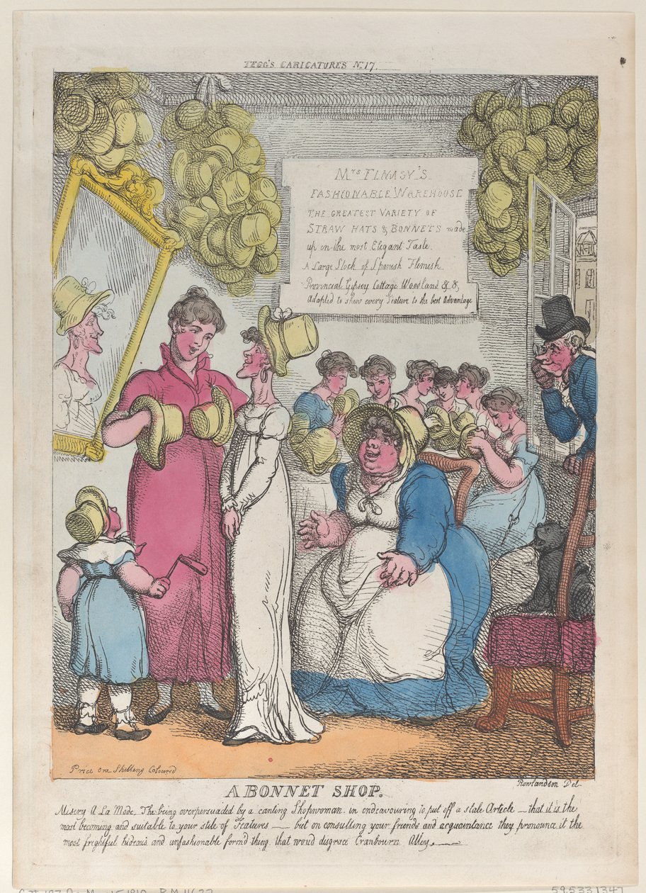 Une boutique de bonnets, 15 mai 1810 - Thomas Rowlandson