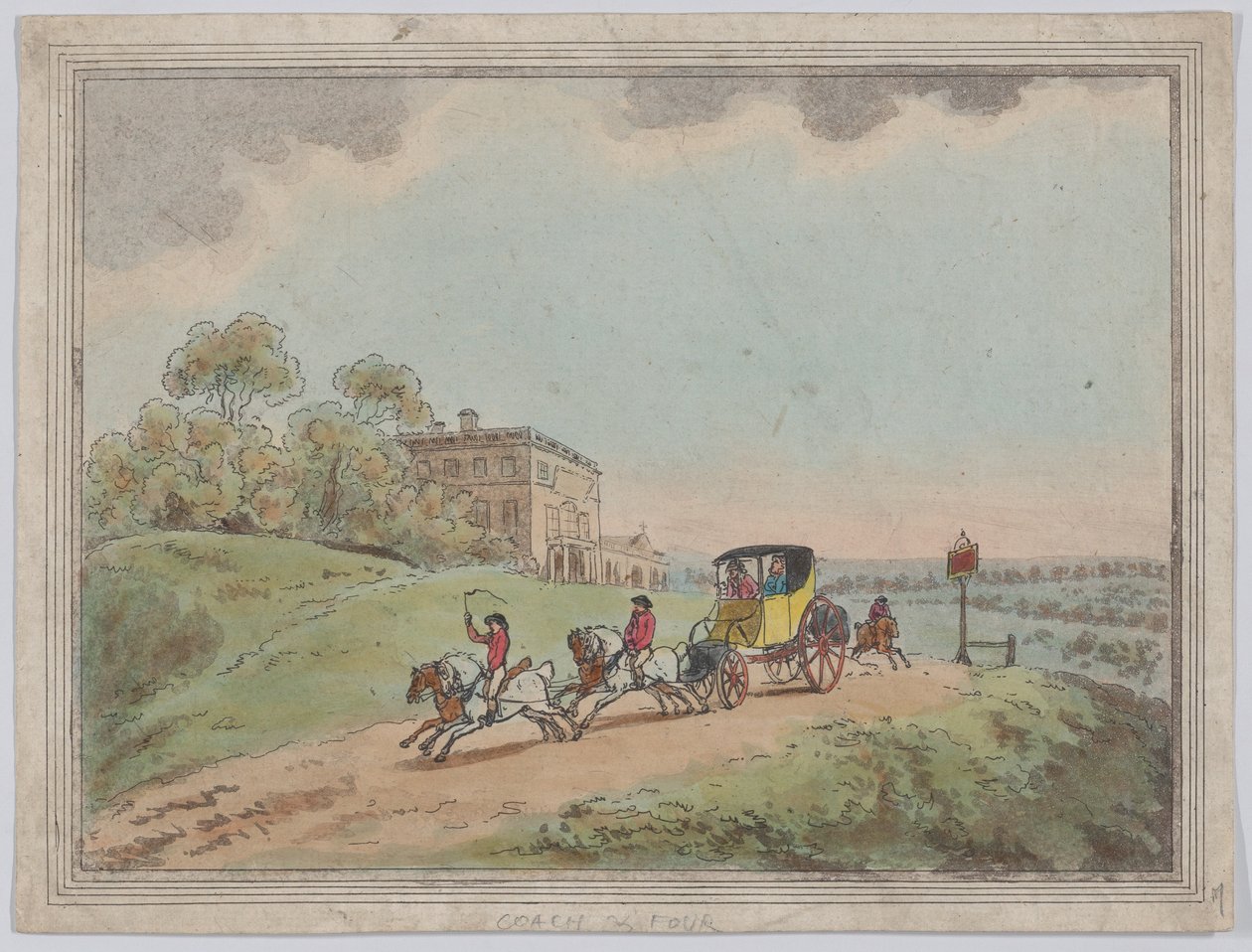 Un carrosse à quatre chevaux (tiré de *Rustic Sketches* ) - Thomas Rowlandson